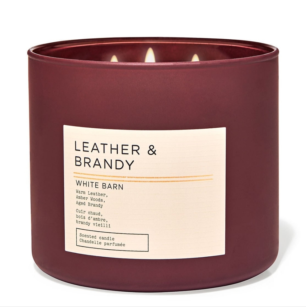 White Barn BBW Leather & Brandy 3 wick candle 🆕